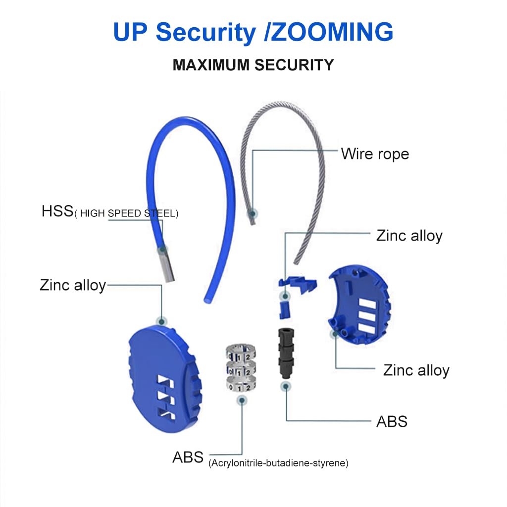 2Pcs Luggage Number Lock - 3 Digit Zinc Alloy Combination Lock Padlock, Outdoor Waterproof Padlock for School Gym Locker, Sports Locker, Fence, Toolbox, Gate, Case, Hasp Storage (Black&Blue)