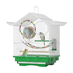 HASTHIP® Pet Parakeet Bird Cage with Handle - Portable Travel Carrier for Small Birds, Easy to Clean Metal Cage, Includes Accessories for Canaries, Finches, Budgies, Cockatiels, and Parakeets -