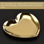 HASTHIP Jewelry Storage Trays for Vanity and Dresser featuring Heart-Shaped Design 16x15cm | Golden Metal Organizer