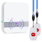 HASTHIP® Sistema de Alerta Médica para Personas Mayores,Botón de Emergencia Inalámbrico con Pager para Cuidador,Alcance 80m Tonos Personalizables LED Brillante y Batería Larga Duración