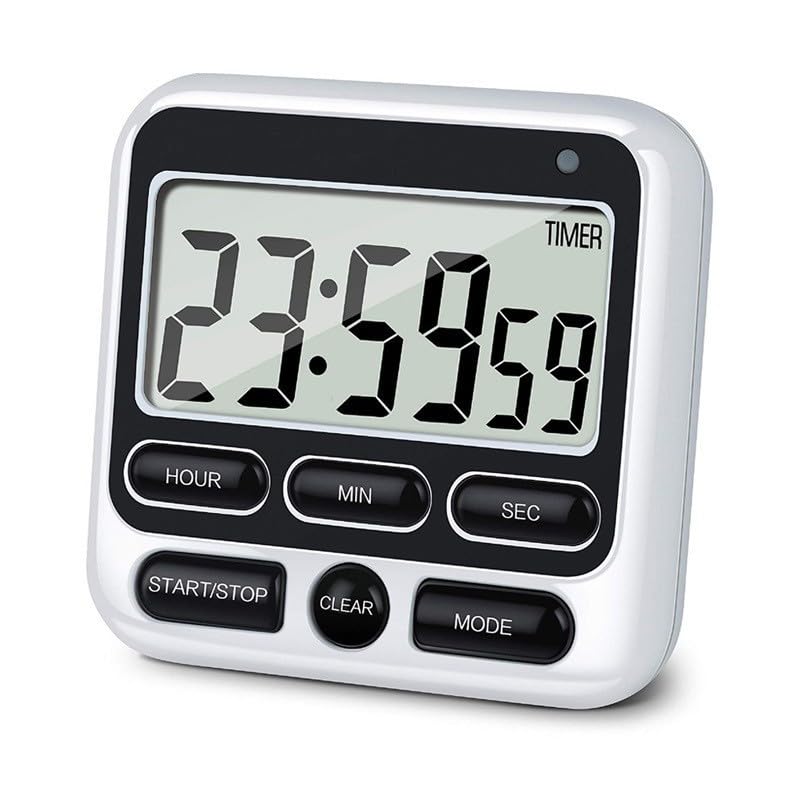 LCD Digital Kitchen Timer Magnet Alarm Clock 24hs Countdown Timer Time Reminder Baking Timer with Folding Bracket Battery Powered Timer for Kitchen, Study, Working Out (Battery Not Included)