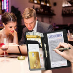 HASTHIP® Cheque Book Holder, Server Book with Zipper Pockets, Bill Folder for Restaurant, Serving Waitress Accessories Fit Server Apron (Black)