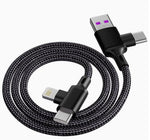 HASTHIP® 4-in-1 USB Charging Cable, Aluminum Alloy USB-A & USB-C to Ligh-ning & USB-C, PD 66W Fast Charging Cord for Phone17/16/15, Android, 480Mbps Data Speed 6.6ft Nylon Braid Cable