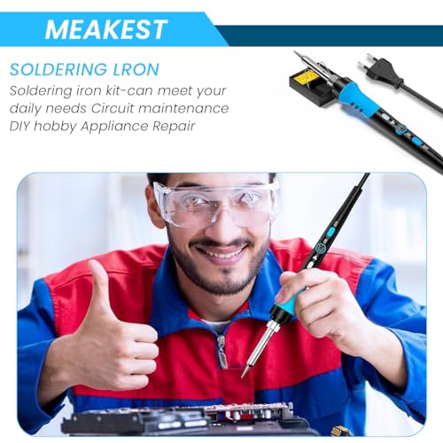 HASTHIP® Soldering Iron Kit with On Off Switch, Adjustable Temperature 200 to 450C, Electric Soldering Kit Set Tool with 5 Tips for Electronics Repair, DIY Electronics Assembly and Circuit Board Work