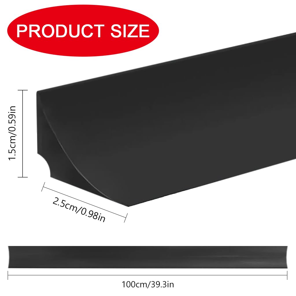 HASTHIP Silicone Water Stopper for Shower and Bathroom with Self‑Adhesive 39 in | 2 PCS Black