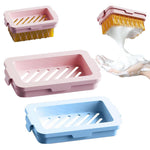 HASTHIP Soap Dish for Bathroom with 2 in 1 Bubble Net Drainage System | Plastic Soap Holder Set of 2