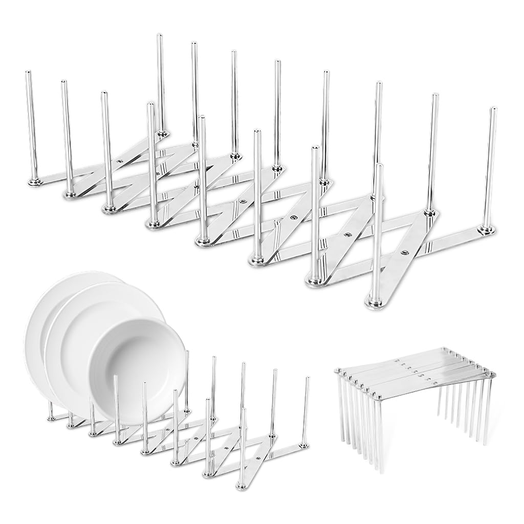 HASTHIP® Dish Rack for Kitchen Retractable Dishes Drain Rack Pan Organizer Rack for Kitchen Kitchen Organizer Lid Organizers for Kitchen Suitable for Kitchen, Dishes, Stainless Steel Pot Lid Bracket