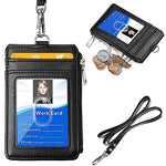 HASTHIP® PU Badge Holder Card Holder with Neck Strap Transparent Badge Holder Universal Staff Badge Holder Multi Purpose Badge Holder with Zipper Pouch & Card Slots