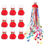 HASTHIP® 10Pcs Red Hand Throw Confetti Paper Streamers,Pull Ring Ribbon Pull Flower Spray For Anniversary,Party Popper for Celebration and Party Birthday Decor Supplies Decor