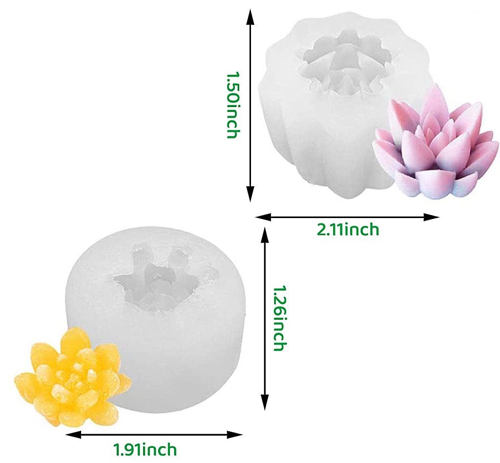 2Pcs Silicone Molds for Succulent Candle, Candle Epoxy Resin Molds, Hand Casting Mould for DIY Candle Fondant Soap Chocolate Crafts