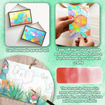 HASTHIP® 2Pcs Kids Watercolor Painting Book Set, Reusable Water Coloring Books for Toddlers Age 3+, Hard Paper Water Colour Book with Pigments & Paint Brush, Educational Art Craft Kit for Boys Girls