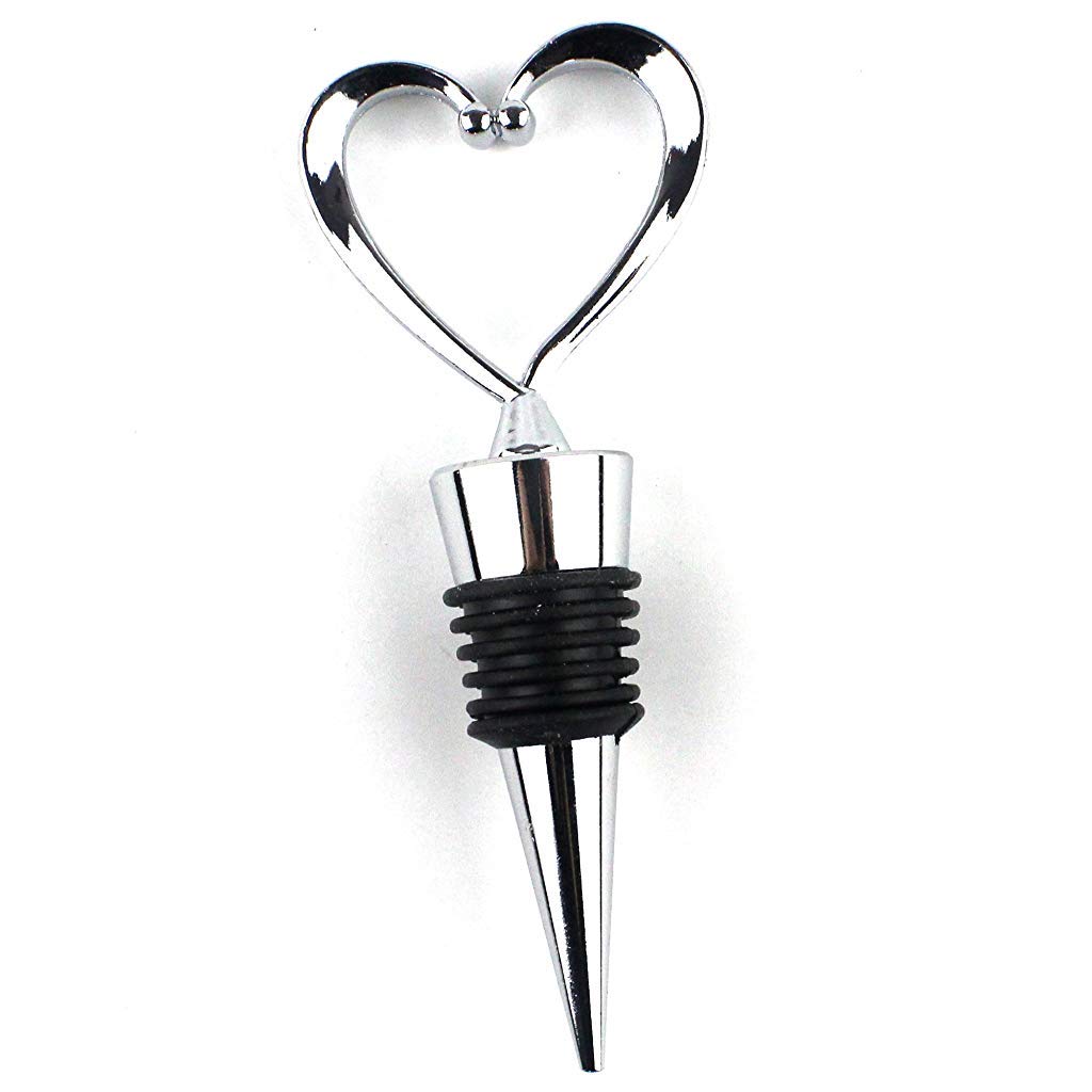 HASTHIP Wine Bottle Stoppers Set of 3 with Heart Shape Seal 4.3 in Height | Stainless Steel and Silicone