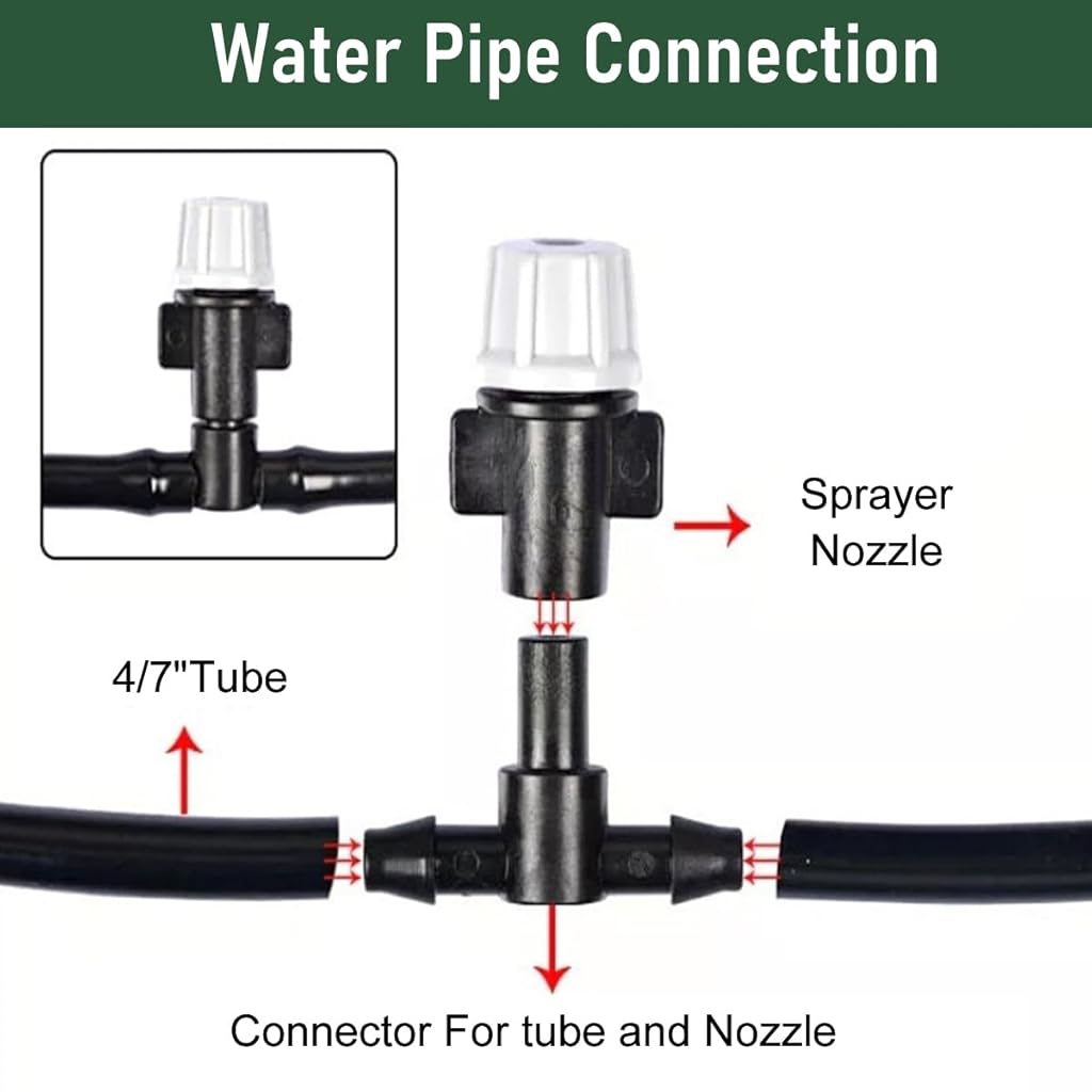 HASTHIP® Automatic Garden Watering System - Slow Drip Irrigation Kit with 10 Tee Connector - Garden Water Dripper for Plant with 10M Long Drip Irrigation Pipe Outdoor Lawn & Garden Watering Equipment