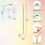 HASTHIP Stanley Cup Accessories with Bow Straw Covers & Chain Charms for 30&40 Oz Tumbler | Food‑Grade Silicone Set