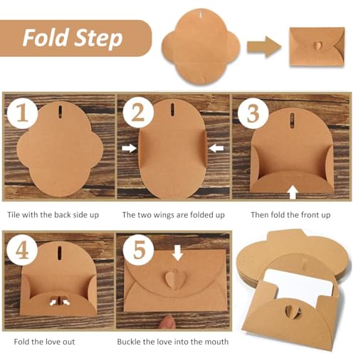 HASTHIP® 50Pcs Envelopes with 50Pcs Blank Cards Greeting Card Envelopes4.1x2.7 inches Hard Paper Envelopes for Gift Cards, Post Cards, Wedding Invitations, Letters