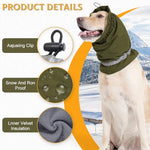 HASTHIP® Dog Hoodie Head Cover, Dog Ear Muffs Noise Protection, Plush Widen Warm Pet Hat Wrap with Reflective Strip & Adjustable Buckle for Calming Dogs/Aid Sleep(Green, Neck: 50-64cm)