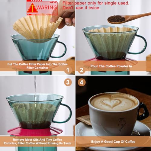 HASTHIP® 100 Count Basket Coffee Filters,Natural Unbleached Disposable Coffee Filter Paper for Drip and Pour Over Maker,Basket Shape Fits 8-12 Cup Brewers