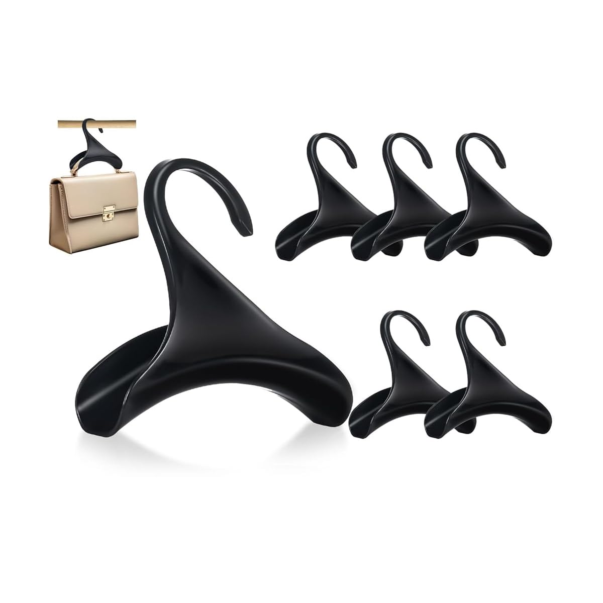 HASTHIP® Closet Handbag Hook Organizer, Metal Anti-Slip Purse Hanger for Closet, Space Saving Durable Rustproof Bag and Backpack Holder