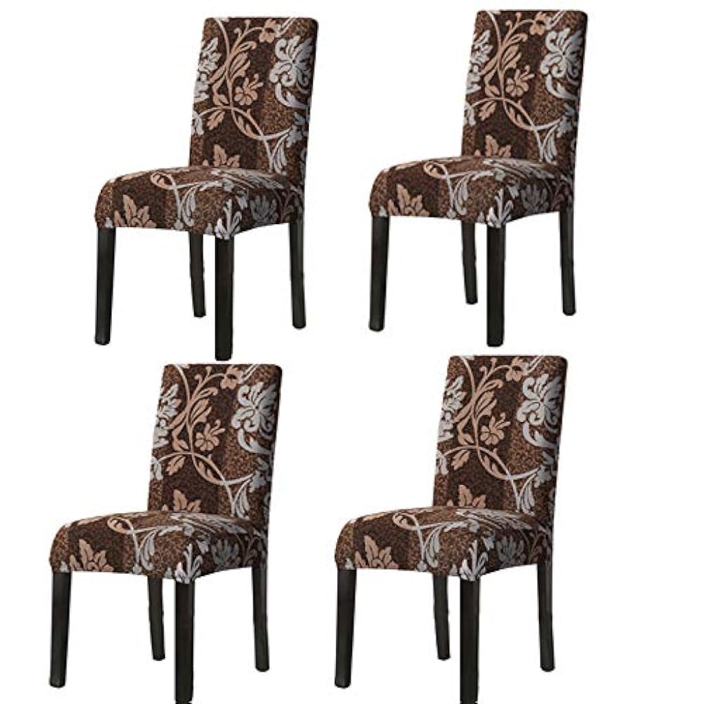 Chair Covers Set of 4, Dining Chair Cover, Stretch Spandex Chair Slipcovers, Removable Washable Chair Protector for Kitchen, Diner, Party, Wedding (Flower, 4 Pack)