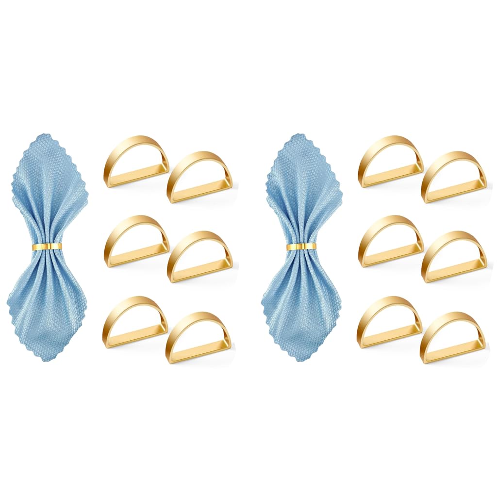 HASTHIP Napkin Rings for Dining Table featuring Golden Semicircle Design and 24PCS Set