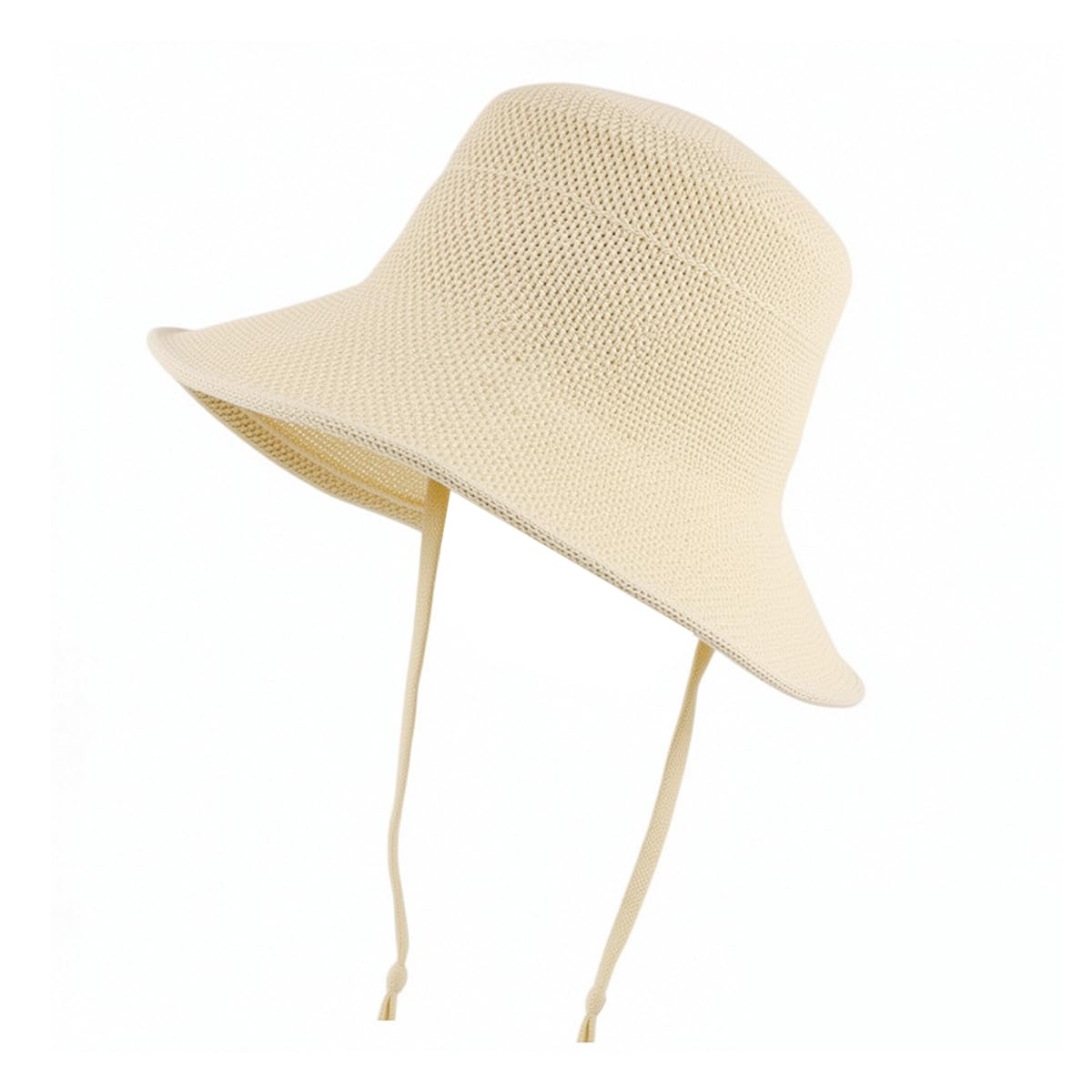 HASTHIP® SANNIDHI Wide Brim Straw Sun Hat for Women, Retro Cotton Linen Bucket Hat Beach Hat Outdoor Sun Hat with Chin Strap, Folding Travel Straw Sun Cap