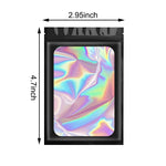 HASTHIP Smell Proof Mylar Bags for Food and Jewelry with Tight Zip Seal 100 Pcs 7.5x12cm | Black and Holographic Design