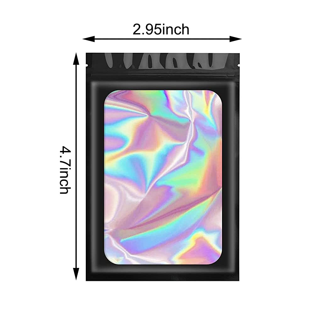 HASTHIP Smell Proof Mylar Bags for Food Storage with Tight Seal 200 Pcs 7.5 x 12cm | Black