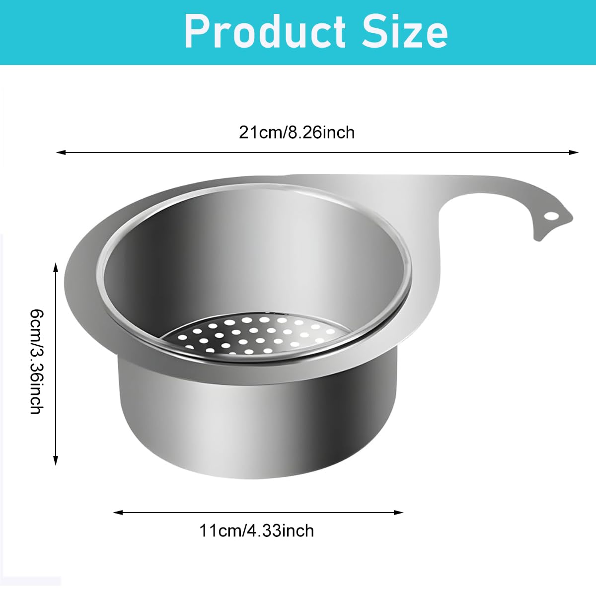 HASTHIP Kitchen Sink Strainer Basket for Residues with Triangular Swan Design | 304 Stainless Steel Mesh Filter