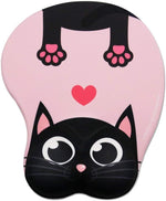 HASTHIP® Alfombrilla de Ratón Ergonómica con Reposamuñecas de Silicona,Superficie Lisa Lycra,Diseño Kawaii Rosa Antideslizante para Oficina y Gaming
