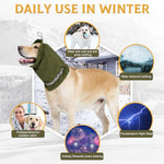 HASTHIP® Dog Hoodie Head Cover, Dog Ear Muffs Noise Protection, Plush Widen Warm Pet Hat Wrap with Reflective Strip & Adjustable Buckle for Calming Dogs/Aid Sleep(Green, Neck: 50-64cm)