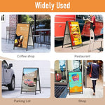HASTHIP® 23.6x27.5 Inch Heavy Duty Metal Floor Sign Display Stand, Double-Sided & Folding with Handle, Versatile & Portable Standalone Holder for Shop, Restaurant, Events and Indoor/Outdoor Use
