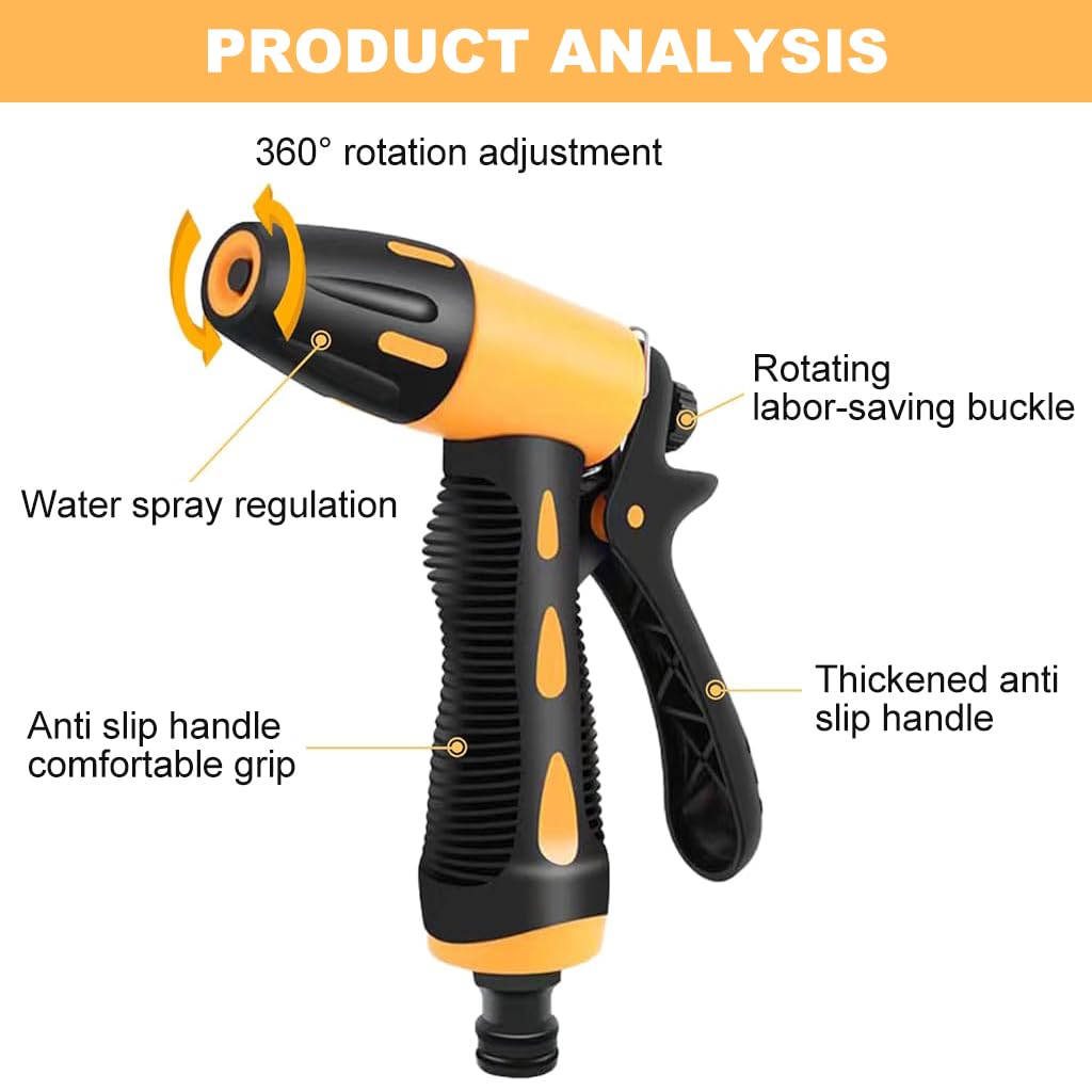 HASTHIP® Garden Hose Spray Gun Kit with 3 Connectors Pressurized Water Spray Gun with 2 Spray Patterns, Multi Purpose Water Spray Gun for Car Washing, Gardening, Watering, Irrigation