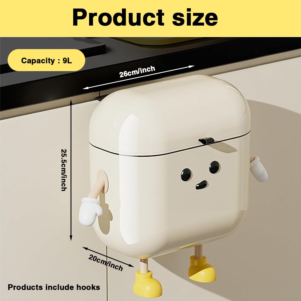 HASTHIP Compost Bin for Kitchen Counter or Under Sink featuring 9L Capacity and Wall Mount | Plastic Lid Keeps Odors Contained