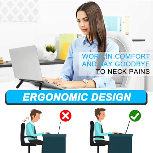 HASTHIP® Soporte Portátil Plegable 8.6'', Diseño Ultrafino 0.5mm, Riser Ajustable 5cm/8cm, Autoadhesivo sin Huellas, Base Antideslizante con Disipación de Calor para Oficina, Hogar y Viaje