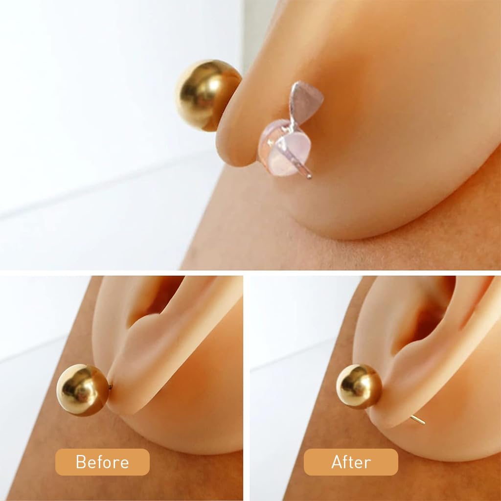 HASTHIP® 6 Piezas Soporte de Pendientes Ajustables - Levantadores de Oídos Hipoalergénicos para Pendientes Pesados - Sujetadores Corazón,Backs Silicona con Caja,Elevadores Cómodos