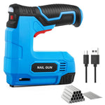HASTHIP Electric Staple Nail Gun for Upholstery and Carpentry with 1500mAh USB Rechargeable Battery | Includes 400 Staples and Nails