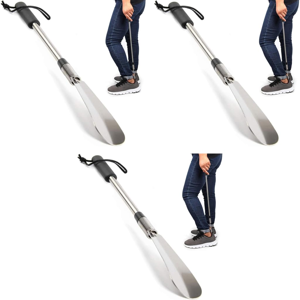 HASTHIP Shoe Horn for Seniors featuring Adjustable Telescopic 16–38 in Metal Handle | 3PCS