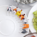 7 Pcs Food Fruit Forks for Kids, Mini Cute Cats Dogs Little Forks, Cake Party Decor, Food Grade Plastic, Reusable, Food Pick Tableware Food Fruit Forks