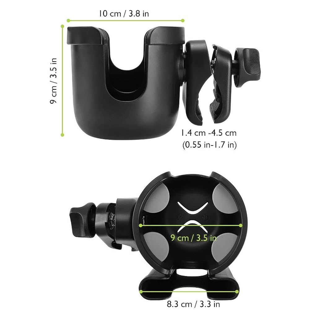 HASTHIP® Stroller Cup Holder with Phone Holder, 2-in-1 Cup Stroller for Bike Universal Strollers, Bike, Wheelchair, Walker, Scooter - Black
