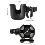 HASTHIP® Stroller Cup Holder with Phone Holder, 2-in-1 Cup Stroller for Bike Universal Strollers, Bike, Wheelchair, Walker, Scooter - Black