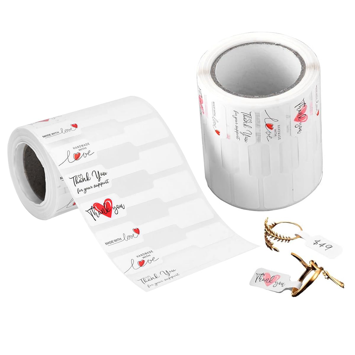 HASTHIP Jewelry Label Loops for Rings and Necklaces 1000pcs with Writable Surface | Self Adhesive Paper Tags