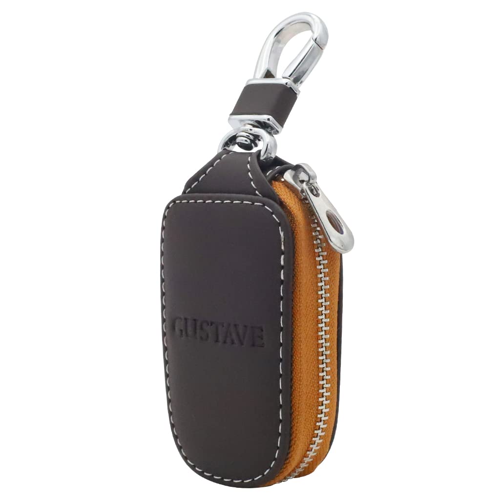 HASTHIP® Funda Llave de Coche Inteligente de Cuero PU,Carcasa Protectora con Llavero Metal y Monedero Compatible con Chevrolet Toyota Volkswagen Audi Ford (Marrón)