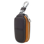 HASTHIP® Funda Llave de Coche Inteligente de Cuero PU,Carcasa Protectora con Llavero Metal y Monedero Compatible con Chevrolet Toyota Volkswagen Audi Ford (Marrón)