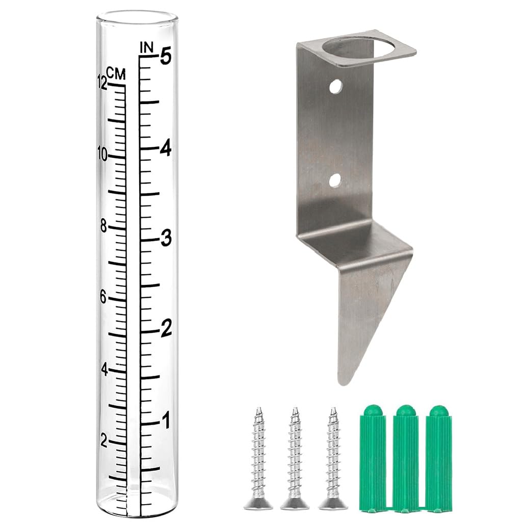 HASTHIP Rain Gauge for Weather Monitoring and Farming with 12cm Cylinder and Metal Wall Mount
