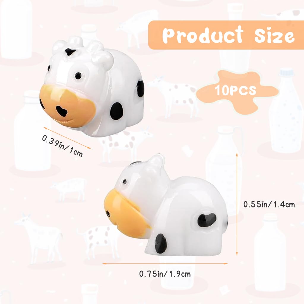HASTHIP® 10Pcs Miniature Cow Cute Cartoonish Mini Cow Figurines Garden Resin Decoration Mini Cow Resin Miniature Decoration for Flower Pot, Planter, Desk, Flower Bed, Doll House Decoration