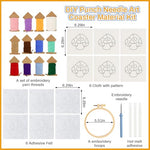 HASTHIP® PATPAT 6PCS Punch Needle Coaster Kit, DIY Embroidery Set for Adults & Kids, Colorful Mushroom Design, Includes Yarn, Needle, Embroidery Hoop & Tools, Handmade Art & Craft Gift