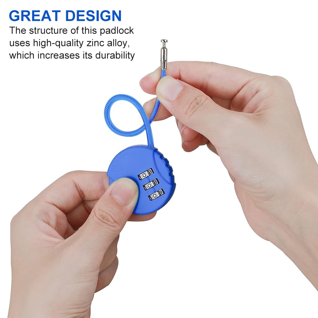HASTHIP Combination Lock Padlock for Luggage and Gym Locker with 3 Digit Code | 2Pcs Zinc Alloy Black&Blue