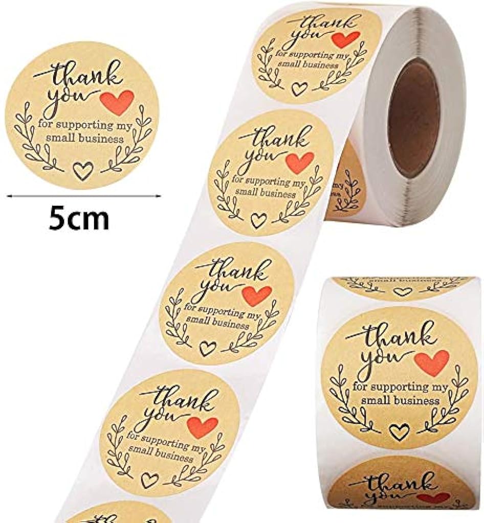 HASTHIP® 1000PCS 2 Inch Thank You for Supporting My Business Gift Paper Labels Stickers Handmade for Christmas Craft Card Making Yellow1