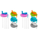 HASTHIP Reusable Soda Can Lids 4 Pack with Silicone Straws for 12oz and 16oz Cans | BPA-Free Airtight Spill-Proof Design