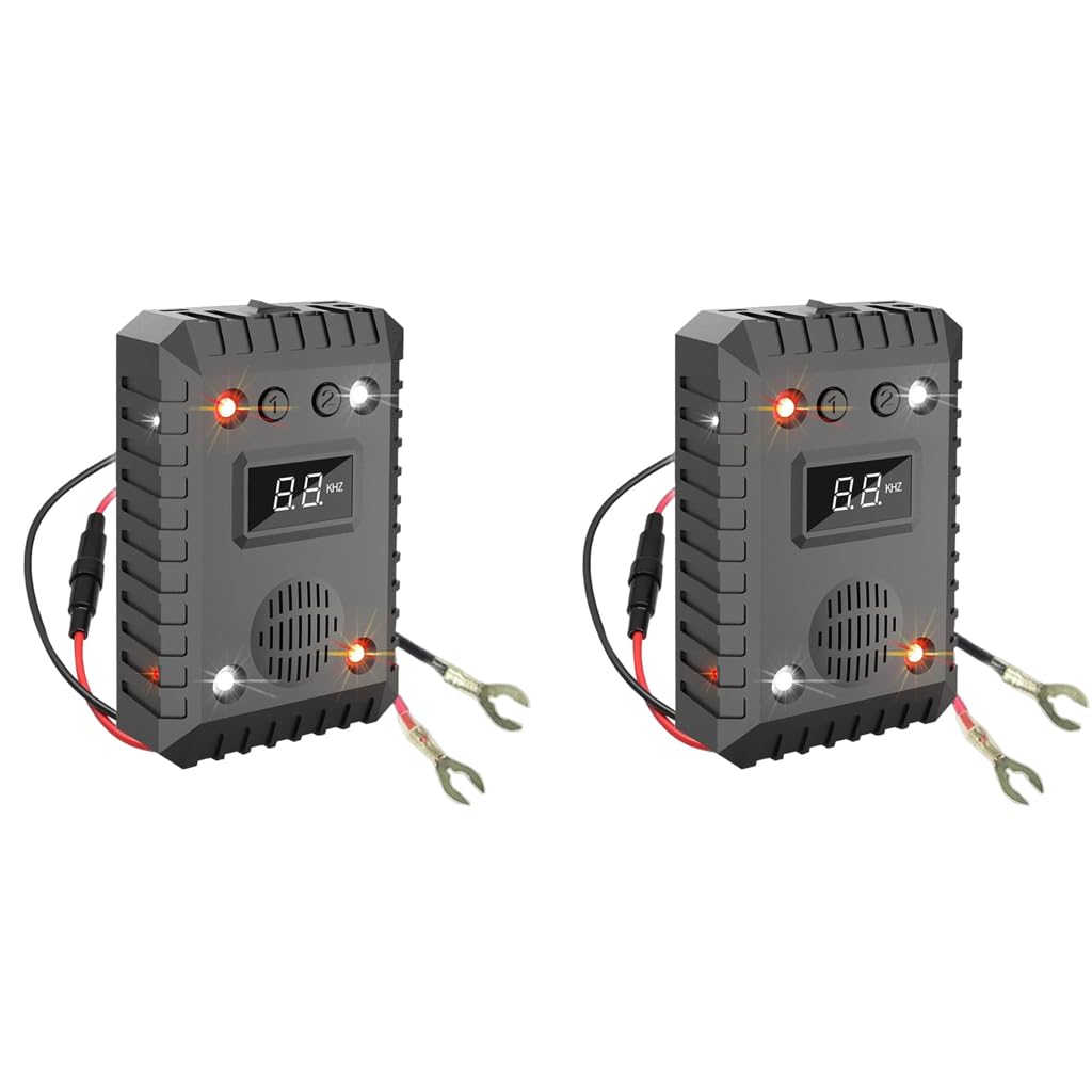 HASTHIP Ultrasonic Car Rat Repellent for Vehicles and Home with Dual Power Supply 2PCS | Featuring Flash LED Strobe and Smart Vibration Sensor